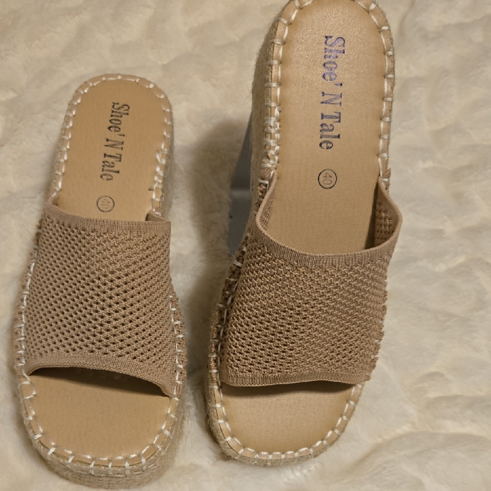 ShoeNTale Women's Beige Espadrille Wedges